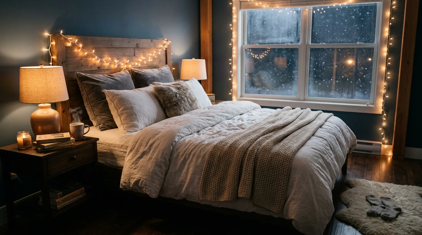 Use accent pillows only where they add real comfort inspiration for a winter bedroom.